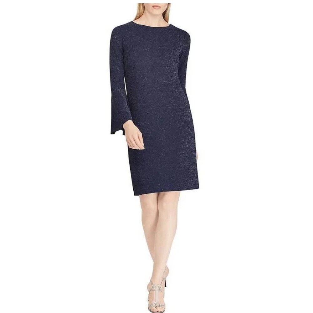 NWT! Ralph Lauren Mikey Metallic Petite Dress 2P Blue
